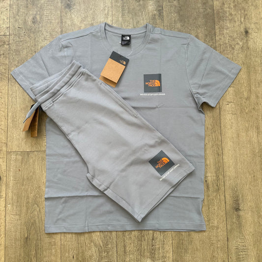 The North Face Box T-Shirt+Shorts Set - Grey/Orange - M