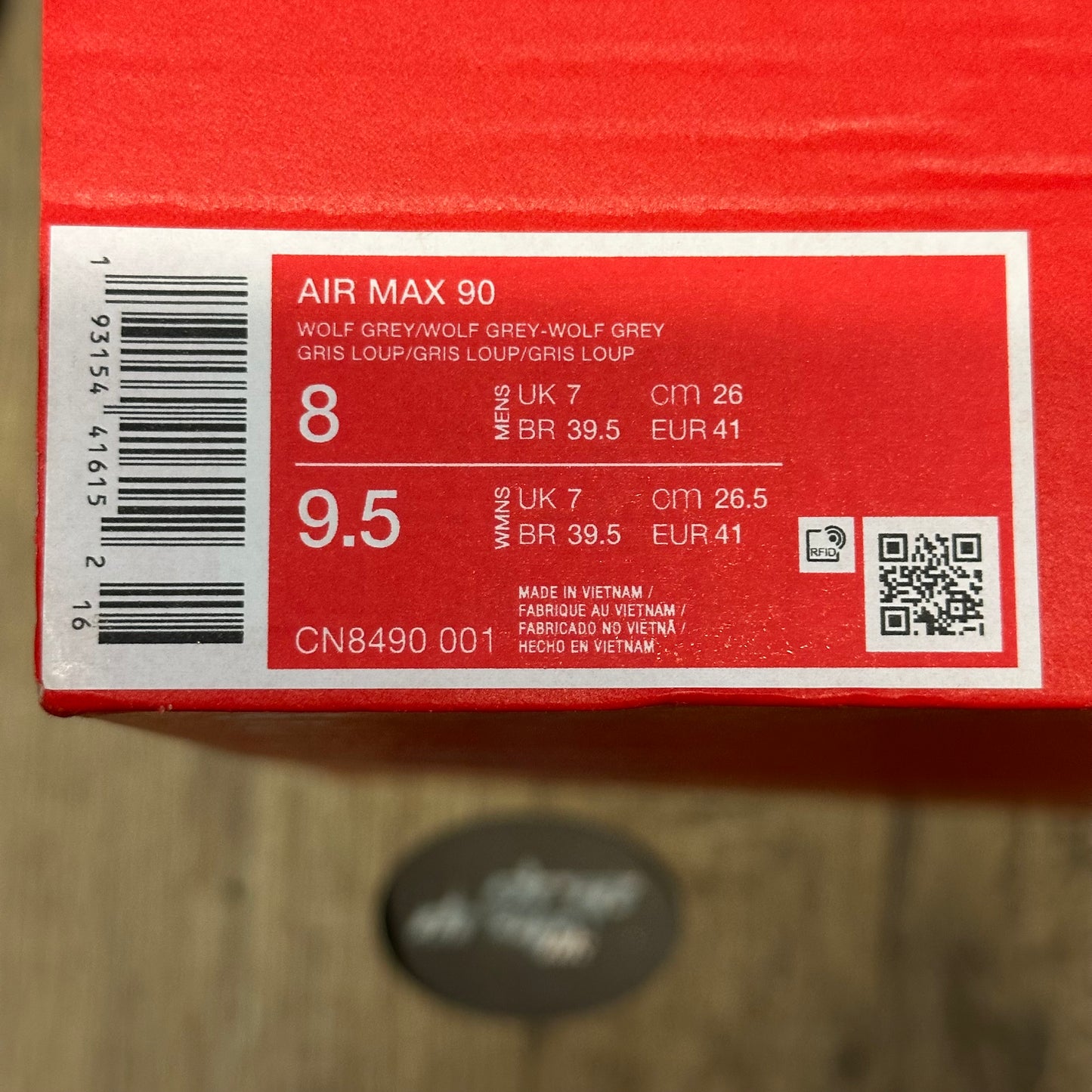 Nike Air Max 90 - Wolf Grey - UK 7